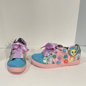 Unique Irregular Choice Sparkly Tennis Shoes with Glitter and Ribbon
